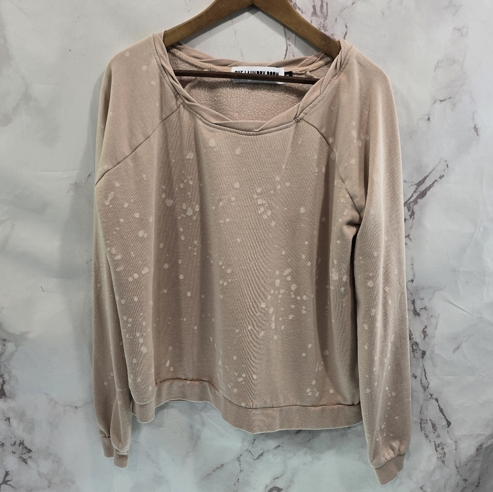 The Laundry Room Sweatshirt Womens Medium Pink Pullover Splotch Dot Splatter